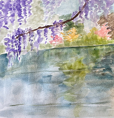 In progress, watercolor Giverny